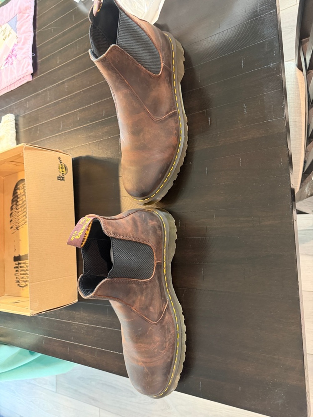 Dr. Martens Chestnut Brown Full Waxed Grain Slip-On Boots US Size 13 NIB - Picture 6 of 10